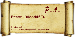 Press Adeodát névjegykártya
